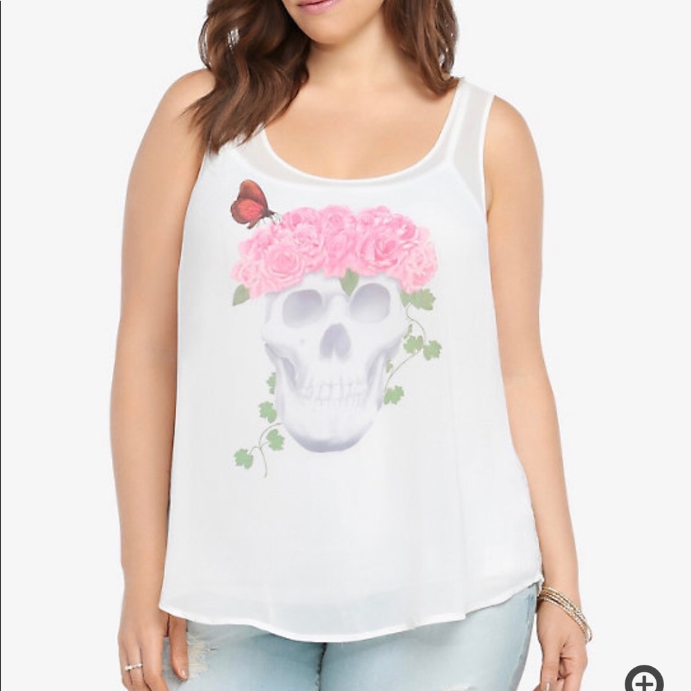Torrid Chiffon Skull Tank Top
